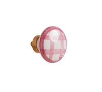 ZYAYNG 6PCS Brass & Ceramic Hand-Painted Checkered Pull Handle - for Wardrobes/Cabinets/Drawers, 6 Colors, Anti-Oxidation Coa Para Armarios(Pink)