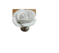 ZYAYNG 6PCS Ceramic Cabinet Pull White Rose Lotus Love Simple Knobs Single Hole Kitchen Furniture Drawer Handle With Flower Para Armarios(Color 2)