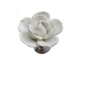 ZYAYNG 6PCS Ceramic Cabinet Pull White Rose Lotus Love Simple Knobs Single Hole Kitchen Furniture Drawer Handle With Flower Para Armarios(Color 1)