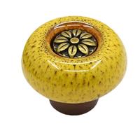 ZYAYNG 6PCS Ceramic Pumpkin cabinet handle Painted Handle Chest of Drawers Wardrobe Door Single Hole Para Armarios(Yellow)