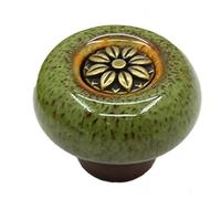 ZYAYNG 6PCS Ceramic Pumpkin cabinet handle Painted Handle Chest of Drawers Wardrobe Door Single Hole Para Armarios(Green)
