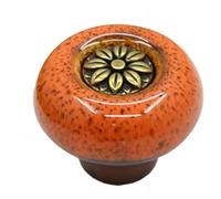 ZYAYNG 6PCS Ceramic Pumpkin cabinet handle Painted Handle Chest of Drawers Wardrobe Door Single Hole Para Armarios(Orange)