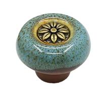 ZYAYNG 6PCS Ceramic Pumpkin cabinet handle Painted Handle Chest of Drawers Wardrobe Door Single Hole Para Armarios(Blue)