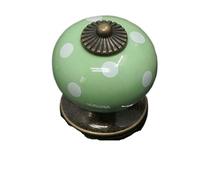 ZYAYNG 6PCS Retro Wardrobe Round Single Hole Cabinet Furniture Cartoon Zinc Alloy Pumpkin Ceramic Handle Ladybug Drawer Para Armarios(Green)