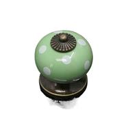ZYAYNG 6PCS Retro Wardrobe Round Single Hole European Cabinet Furniture Cartoon Zinc Alloy Pumpkin Ceramic Handle Ladybug Drawer Para Armarios(Green)