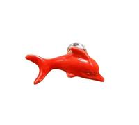 ZYAYNG 7PCS Ceramic Handle Cabinet Door Drawer Single Hole White Dolphin Sea World Cartoon Para Armarios(Red)
