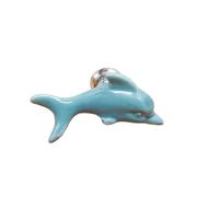 ZYAYNG 7PCS Ceramic Handle Cabinet Door Drawer Single Hole White Dolphin Sea World Cartoon Para Armarios(Blue)