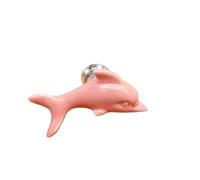 ZYAYNG 7PCS Ceramic Handle Cabinet Door Drawer Single Hole White Dolphin Sea World Cartoon Para Armarios(Pink)
