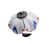 ZYAYNG 8PCS Garden Pumpkin Ceramic Handle Single-hole Hand-painted Cabinet Door Drawer Furniture 40MM Para Armarios(Color 5)