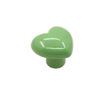ZYAYNG 8PCS Single Hole Heart Shaped Door Handles No- punching Heart-shaped Ceramic Cabinet Knob Colored Pull Furniture Para Armarios(Green)