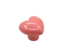 ZYAYNG 8PCS Single Hole Heart Shaped Door Handles No- punching Heart-shaped Ceramic Cabinet Knob Colored Pull Furniture Para Armarios(Pink)