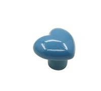 ZYAYNG 8PCS Single Hole Heart Shaped Door Handles No- punching Heart-shaped Ceramic Cabinet Knob Colored Pull Furniture Para Armarios(Blue)