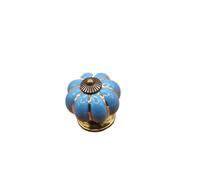 ZYAYNG 8PCS Vintage Ceramic Pumpkin Cabinet Knobs, Kitchen Drawers Dresser Cupboard Pull Handles Door Pulls with Screws Para Armarios(Blue)