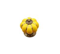 ZYAYNG 8PCS Vintage Ceramic Pumpkin Cabinet Knobs, Kitchen Drawers Dresser Cupboard Pull Handles Door Pulls with Screws Para Armarios(Yellow)