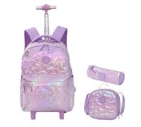 ZYAYNG Mochila Escolar Con Ruedas Mochila con ruedas for niñas Equipaje de mano for la escuela Para Viajar(Purple)