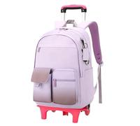 ZYAYNG Mochila Escolar Con Ruedas Mochila escolar con ruedas for estudiantes, mochila for niñas, for niños, maleta de viaje Para Viajar(Purple 2 wheel)