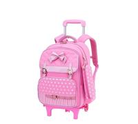 ZYAYNG Mochila Escolar Con Ruedas Mochila escolar con ruedas for niñas, mochila for escuela primaria, for niños Para Viajar(Pink,2 wheels)