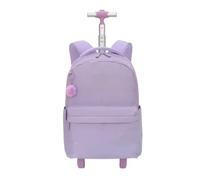 ZYAYNG Mochila Escolar Con Ruedas Mochila escolar con ruedas, mochila de color liso, conjunto tres piezas, estuche for lápices Para Viajar(Purple)