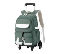 ZYAYNG Mochila Escolar Con Ruedas Mochilas escolares con carrito Mochila for estudiantes ruedas for niñas desmontable de gran capacidad Para Viajar(Green)