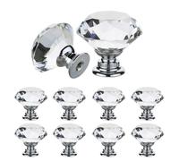 ZYAYNG Perillas De Cristal Para Puertas De Gabinetes 16 pomos de cristal transparente for puerta, con diseño de diamante, for cajones de armarios y armarios. Para Puertas De Gabinetes