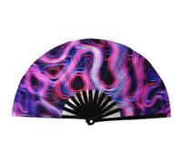 ZYAYNG Ventilador Plegable Retro Abanico plegable grande y for rave, ventilador reflectante colorido degradado Para Festivales(Color4)