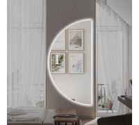 ZYBOWAYL 100×50cm Espejo de Pared Led Media Luna sin Marco, 120×60cm Regulable Espejo de Baño Antivaho, 80×40cm Espelho Decorativos HD Antideflagrante(Right Cut,32x16in)