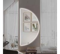 ZYBOWAYL 100×50cm Espejo de Pared Led Media Luna sin Marco, 120×60cm Regulable Espejo de Baño Antivaho, 80×40cm Espelho Decorativos HD Antideflagrante(Left Cut,47x24in)