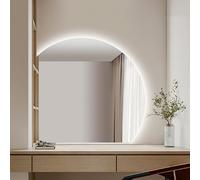 ZYBOWAYL 100cm 90cm Espejo Inteligente Decorativos de Pared Antivaho Retroiluminado 80cm 70cm Espejo de Baño 3 Color Regulable Sin Marco, Brillo Ajustable(Left Under Cut,36inch/90cm)