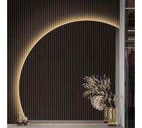 ZYBOWAYL 100cm Espejo de Pared Retroiluminado Sin Marco Semicircular 90cm Espejo de Maquillaje Antivaho Inteligente, 3 Color Regulable, Brillo Ajustable(Right Under Cut,70cm/28)