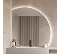 ZYBOWAYL 100cm Espejo de Vanidad de Pared Inteligente Led Media Luna, 90cm 80cm Retroiluminado Espejo de Baño Antivaho Sin Marco, 3 Color Regulable(Left Under Cut,36inch/90cm)