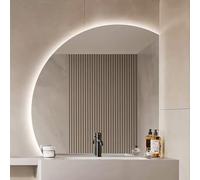 ZYBOWAYL 100cm Espejo de Vanidad de Pared Inteligente Led Media Luna, 90cm 80cm Retroiluminado Espejo de Baño Antivaho Sin Marco, 3 Color Regulable(Right Under Cut,32inch/80cm)