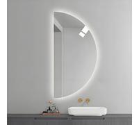 ZYBOWAYL 100cm Grande Espejo de Vanidad con 3 Color Regulable, LED Espejo de Pared de Baño Antivaho Semicircular 120cm para Dormitorio Sala de Estar(Left Cut,100x50cm/39x20in)