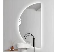 ZYBOWAYL 100x50cm Media Luna Espejo Baño Regulable con 3 Colores Luz 120x60cm, Espejo de Maquillaje LED Inteligente Antivaho, a Prueba de Explosiones(Right Cut,100x50cm/39x20in)