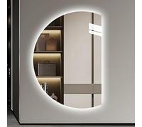 ZYBOWAYL 130x90cm Espejo de Baño LED Semicircular con Luz LED Regulable en 3 Colores 120x80cm Sin Marco Antivaho Espejo Inteligente Decorativos(Right Cut,47"*32")