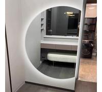 ZYBOWAYL 130x90cm Irregular Sin Marco Espejo Baño con 3 Luces de Color, 110x70cm Espejos de Tocador Led Antivaho Inteligente, 3000K-6000K Regulable(Right Cut,100x70cm/39x28)