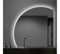 ZYBOWAYL 70/80/90/100cm Espejo de Baño Antivaho Media Luna Inteligente con Luz LED Regulable, Espejo de Maquillaje de Pared Retroiluminado Moderno Grande(Right Under Cut,32inch/80cm)