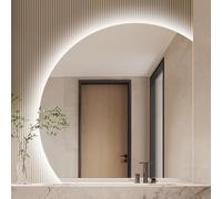 ZYBOWAYL 70cm 80cm Semicircular Espejo de Baño Luz LED 3 Color, 90cm 100cm Espejo Inteligente Decorativos Antivaho Retroiluminado Grande con Botón Táctil(Right Under Cut,40inch/100cm)