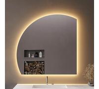 ZYBOWAYL 70cm Espejo de Baño Semicircular Retroiluminado LED 100cm 3 Color Regulable Espejo Maquillaje Inteligente Antiniebla para Dormitorio Vanidad(Right Under Cut,40inch/100cm)