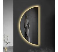 ZYBOWAYL 80/100/120 cm Espejo de Baño Pared Inteligente Retroiluminado con Iluminación LED, Grande Media Luna Espejo de Maquillaje Antivaho Sin Marco(Right Cut,39x20in)