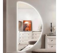 ZYBOWAYL 80/100/120cm Espejo de Baño de Pared LED Media Luna 3 Temperaturas de Color, Espejo de Cuerpo Entero Antivaho con Interruptor Táctil(Left Cut,50x100cm/20x40in)