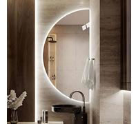 ZYBOWAYL 80×40cm Espejos de Baño Media Luna Inteligente LED, 100×50cm Espejo de Maquillaje Antivaho, Espelho Decorativos 3 Color Regulable 120×60cm(Right Cut,50x100cm/20x40in)