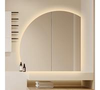 ZYBOWAYL 80CM Espejos de Tocador Antivaho para Baño 100CM Espejo de Baño a Prueba de Explosiones HD Semicircular, 3 Color Regulable Decoración del Hogar(Right Under Cut,36inch/90cm)