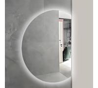 ZYBOWAYL 90x60cm Moderna Media Luna Espejo Baño Inteligente, 110x70cm Espejos de Pared Antivaho Regulable, 3 Colores Luz, con Interruptor Táctil(Right Cut,100x70cm/39x28)