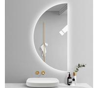 ZYBOWAYL Espejo Antivaho Inteligente para Baño 80cm, Luz Ajustable de 3 Colores, Moderna Espejo Semicircular Retroiluminado 100CM para Decoración del Hogar(Right Cut,100x50cm/39x20in)