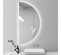 ZYBOWAYL Espejo Antivaho Inteligente para Baño 80cm, Luz Ajustable de 3 Colores, Moderna Espejo Semicircular Retroiluminado 100CM para Decoración del Hogar(Left Cut,80x40cm/32x16in)