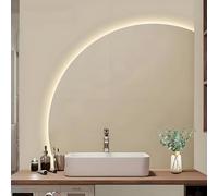 ZYBOWAYL Espejo Baño LED Montado en la Pared, 3 Temperaturas de Color, Brillo Regulable, Espejos de Baño Anti-Vaho Semicircular con Interruptor Táctil(Right Under Cut,70 * 70cm/28 * 28")