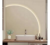 ZYBOWAYL Espejo Baño LED Montado en la Pared, 3 Temperaturas de Color, Brillo Regulable, Espejos de Baño Anti-Vaho Semicircular con Interruptor Táctil(Left Under Cut,90 * 90cm/36 * 36")