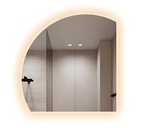 ZYBOWAYL Espejo de Baño Iluminado Retroiluminación 80cm 90cm Espejos de Pared Antivaho LED Semicircular con Luz Ajustable con 3 Colores, Botón Táctil(Right Under Cut,80 * 80cm/32 * 32")