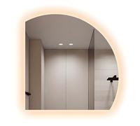 ZYBOWAYL Espejo de Baño Iluminado Retroiluminación 80cm 90cm Espejos de Pared Antivaho LED Semicircular con Luz Ajustable con 3 Colores, Botón Táctil(Left Under Cut,70 * 70cm/28 * 28")