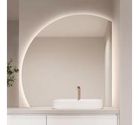 ZYBOWAYL Espejo de Baño Inteligente Media Luna Moderno con Iluminación luz LED, 90/100cm Espejos de Tocador de Pared Antivaho para Decoración del Hogar(Right Under Cut,90cm/36)